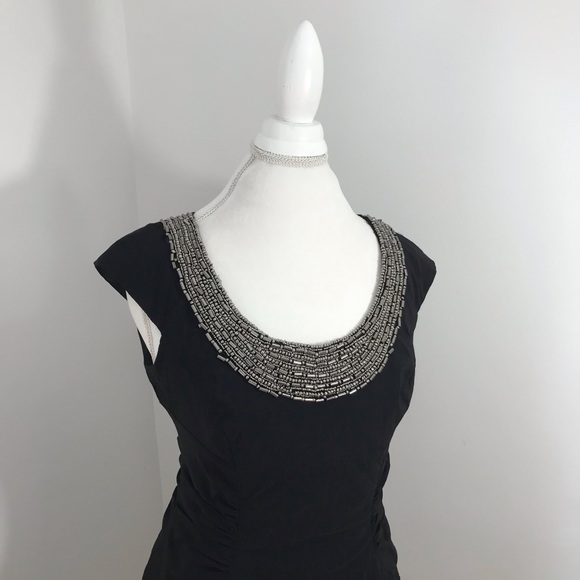 Adrianna Papell Black Beaded Neckline Dress - Picture 2 of 13